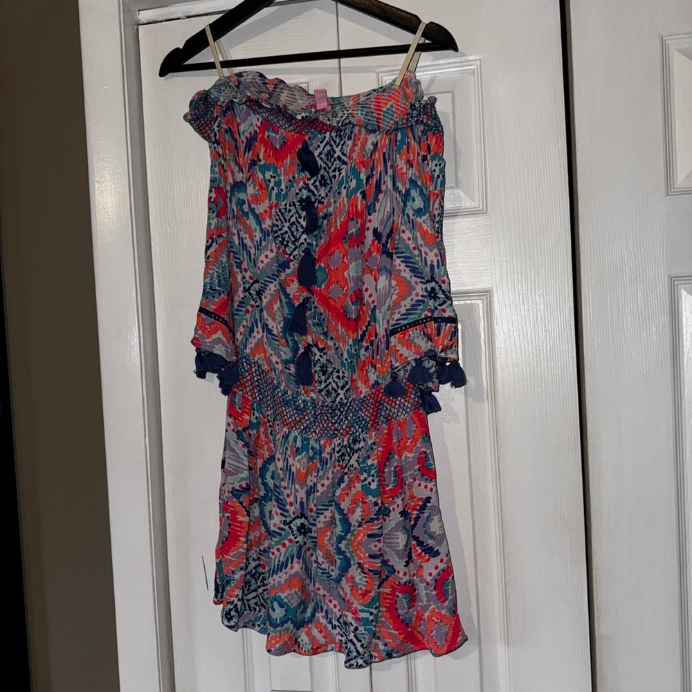 Lilly Pulitzer Vibrant Patterned Off-Shoulder Dress